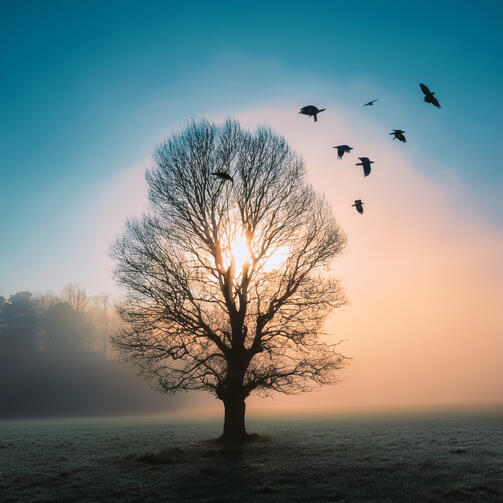 Crows in Flight